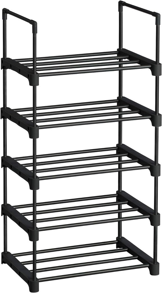 SONGMICS 5 Tier Metal Shoe Rack for 10 Pairs of Shoes Black SONGMICS