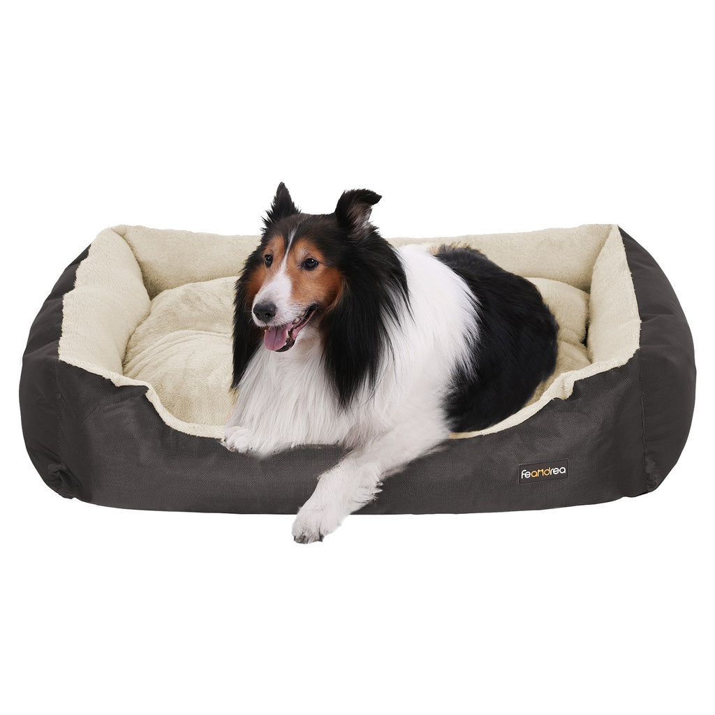 FEANDREA 70cm Dog Bed Reversible Cushion Dark Grey Feandrea