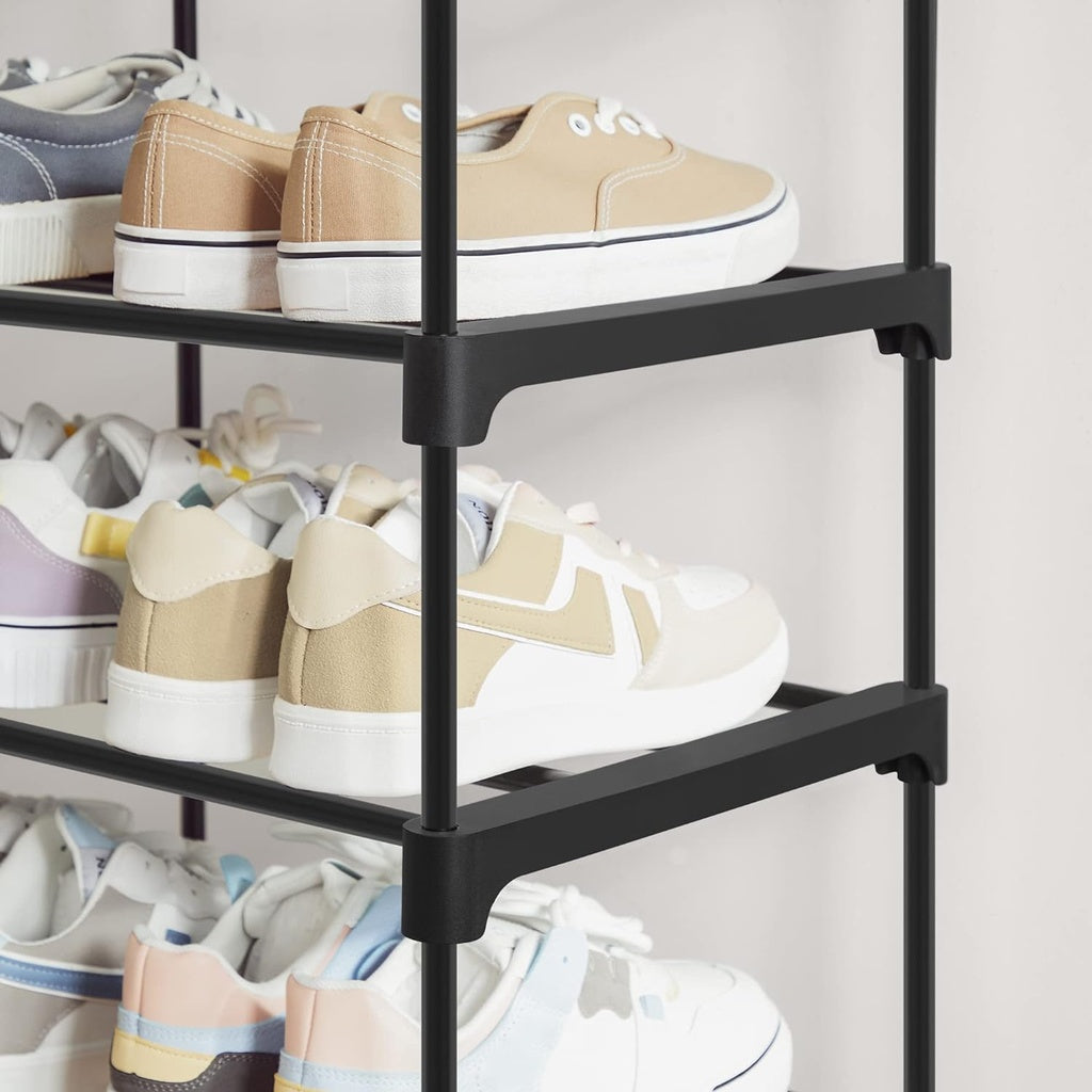 SONGMICS 10 Tier Metal Shoe Rack for 50 Pairs of Shoes Black SONGMICS