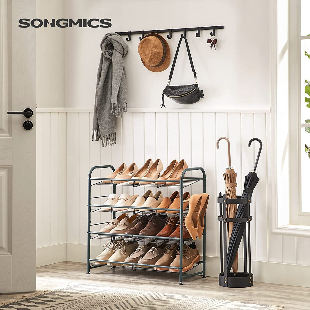 SONGMICS 4-Tier Shoe Rack Storage 16 Pairs Organizer Gray SONGMICS