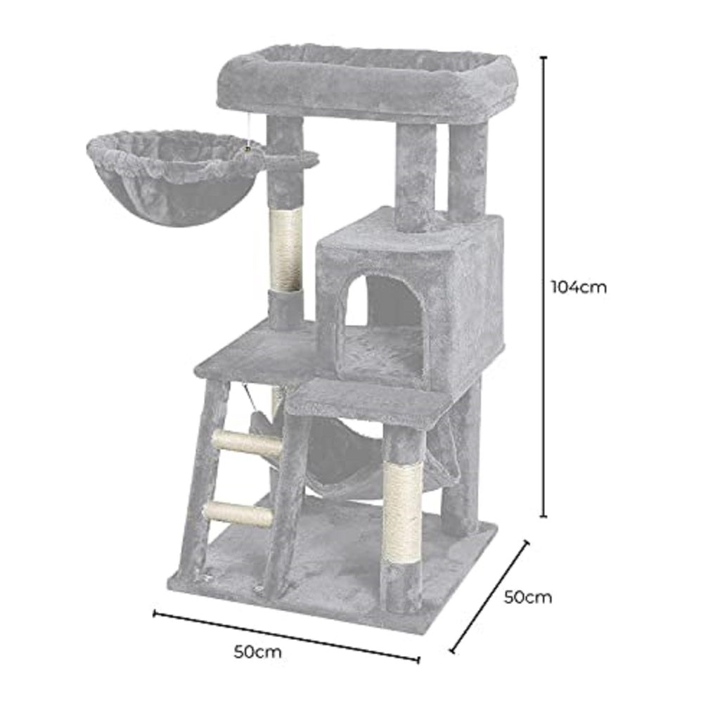 Floofi 104cm Plush Cat Condo Cat Tree Light Grey FLOOFI