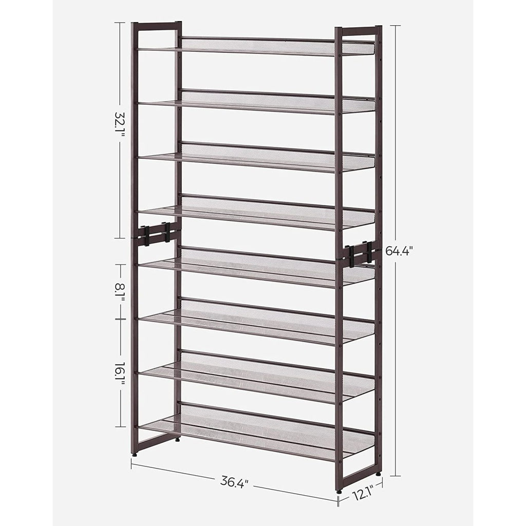 SONGMICS 8-Tier Shoe Rack Storage 32 pairs with Adjustable Shelves Bronze LMR08A SONGMICS