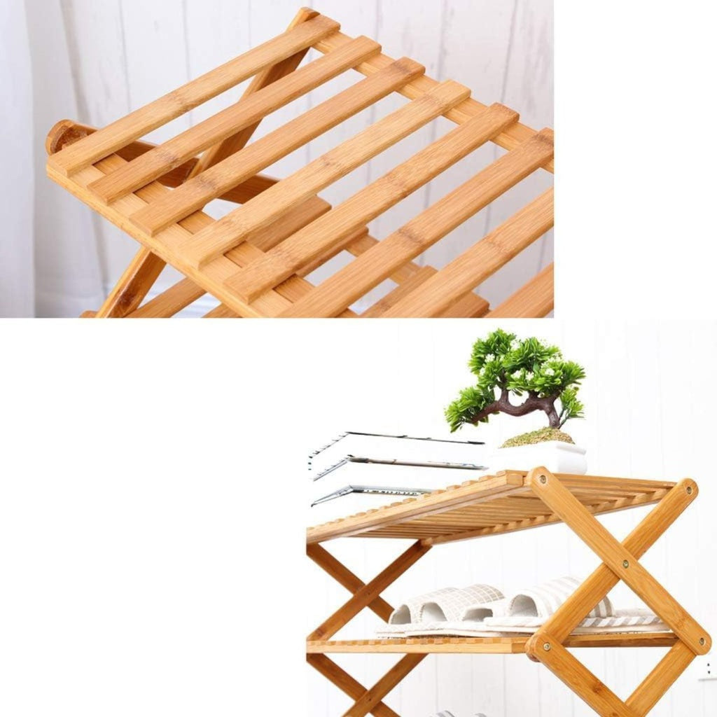 EKKIO 6 Tier Foldable Bamboo Shoe Rack EKKIO