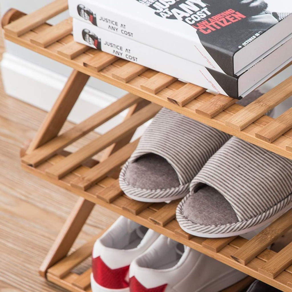 EKKIO 6 Tier Foldable Bamboo Shoe Rack EKKIO