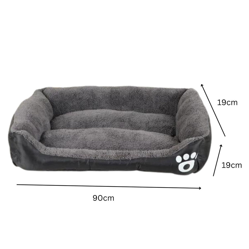 FLOOFI Pet Bed Square L Size Comfy Washable Black and Dark Grey FLOOFI