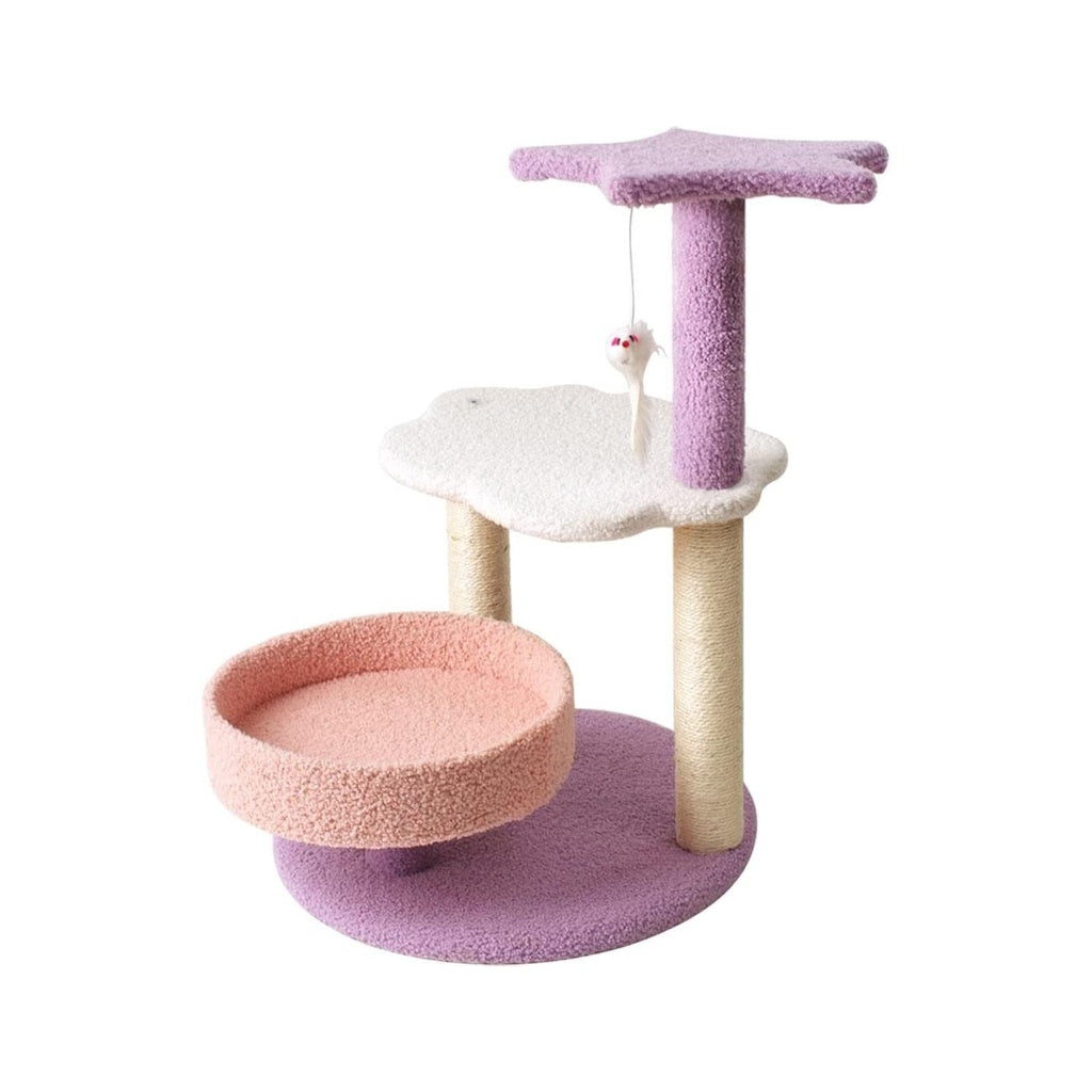 Floofi 61cm Galaxy Plush Scratching Post Cat Tree Pink Purple FLOOFI