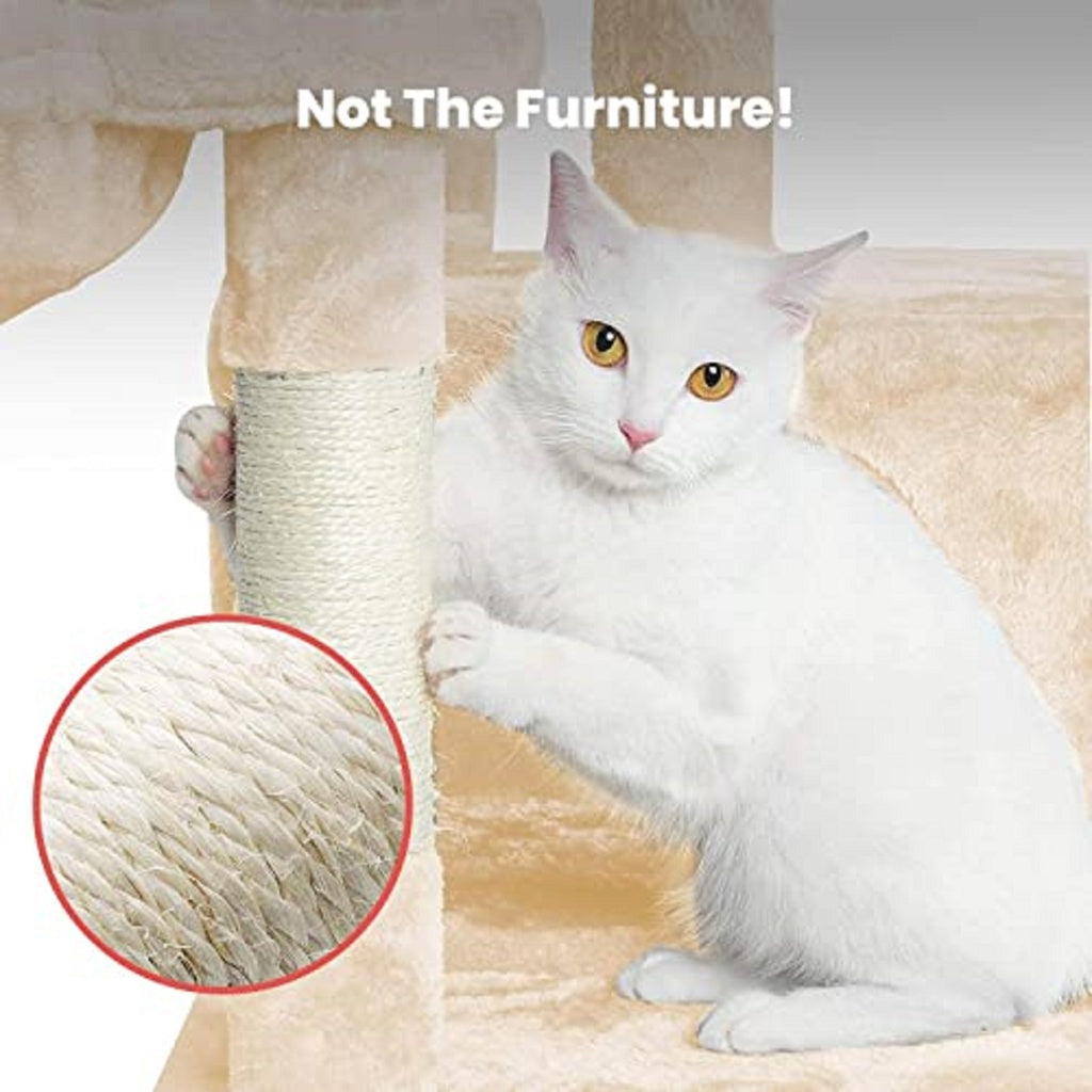Floofi 118cm Plush Cat Condo Cat Tree Beige FLOOFI