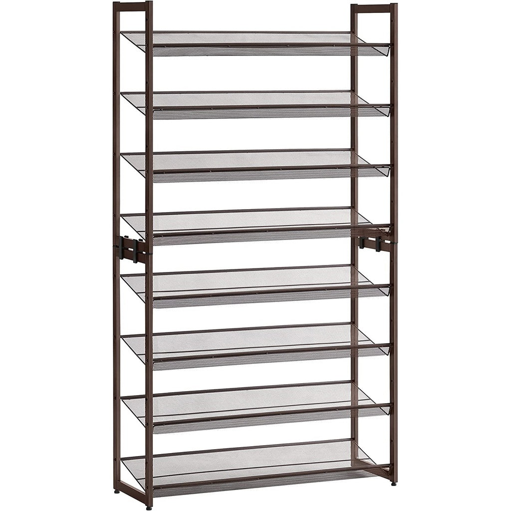 SONGMICS 8-Tier Shoe Rack Storage 32 pairs with Adjustable Shelves Gray SONGMICS