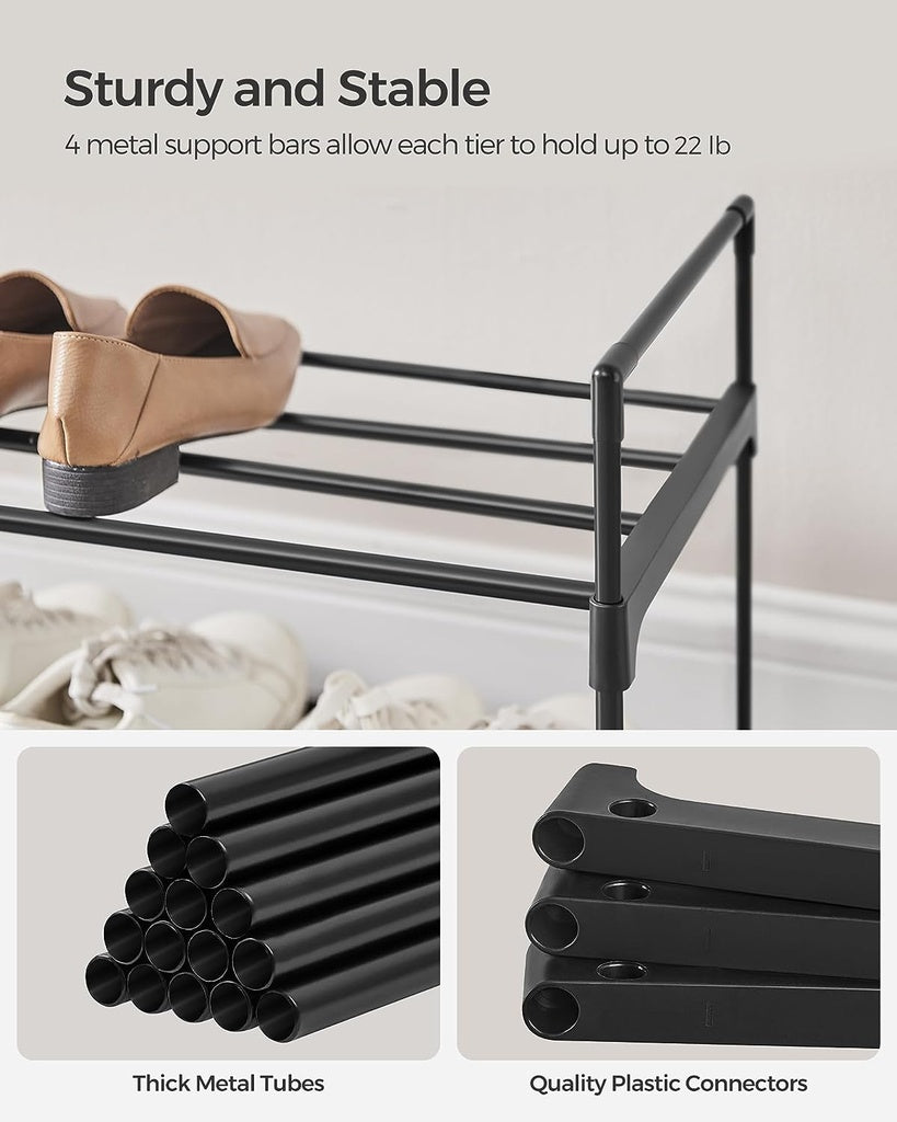 SONGMICS 2 Tier Metal Shoe Rack for 10 Pairs of Shoes Grey SONGMICS