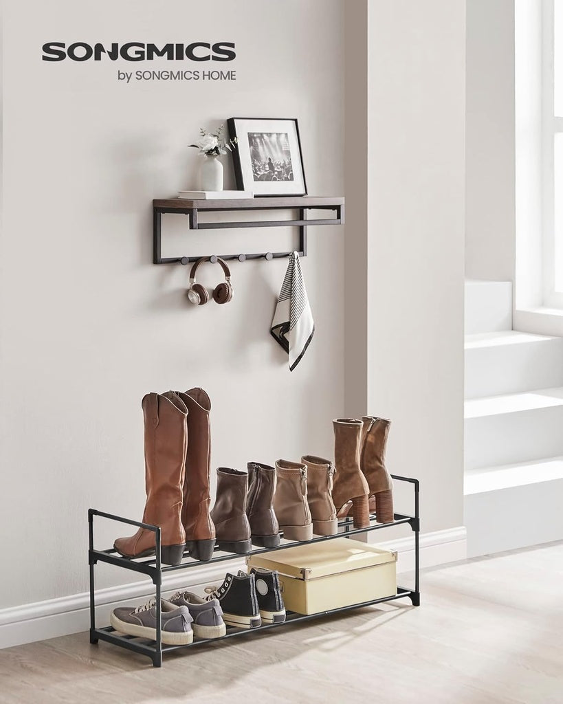 SONGMICS 2 Tier Metal Shoe Rack for 10 Pairs of Shoes Grey SONGMICS