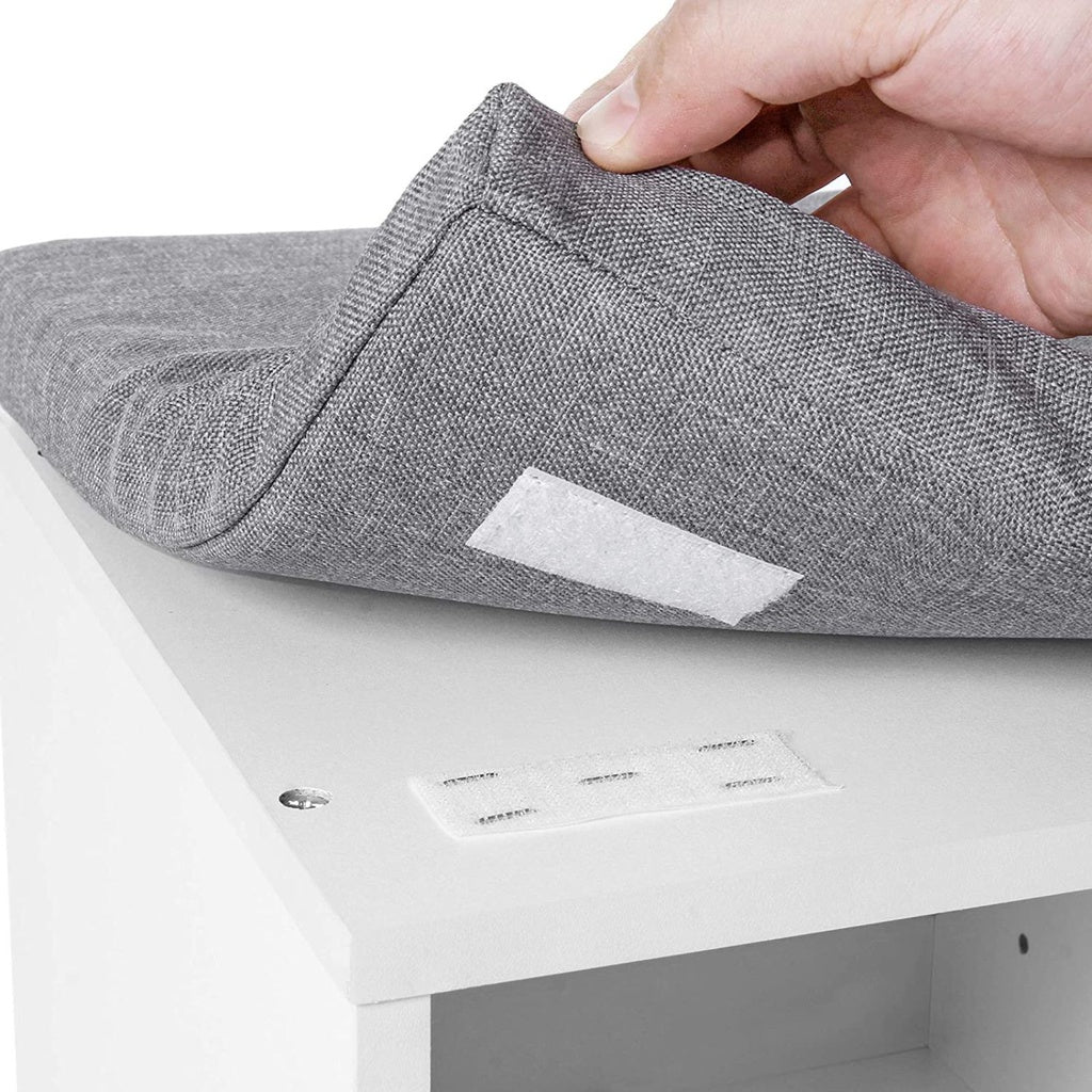 VASAGLE Storage Shoe Bench 10 Compartments with Cushion White and Gray LHS010W01 VASAGLE