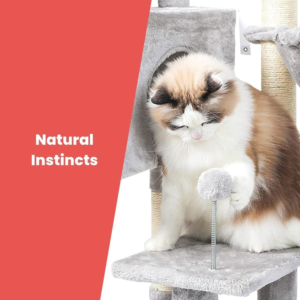 Floofi 97cm Adjustable Base Plush Cat Tree Light Grey FLOOFI