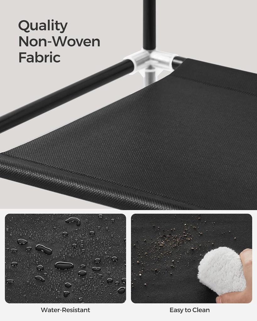 SONGMICS 10 Tier Metal Shoe Rack Non-Woven Fabric Shelves Holds up to 50 Pairs Black SONGMICS