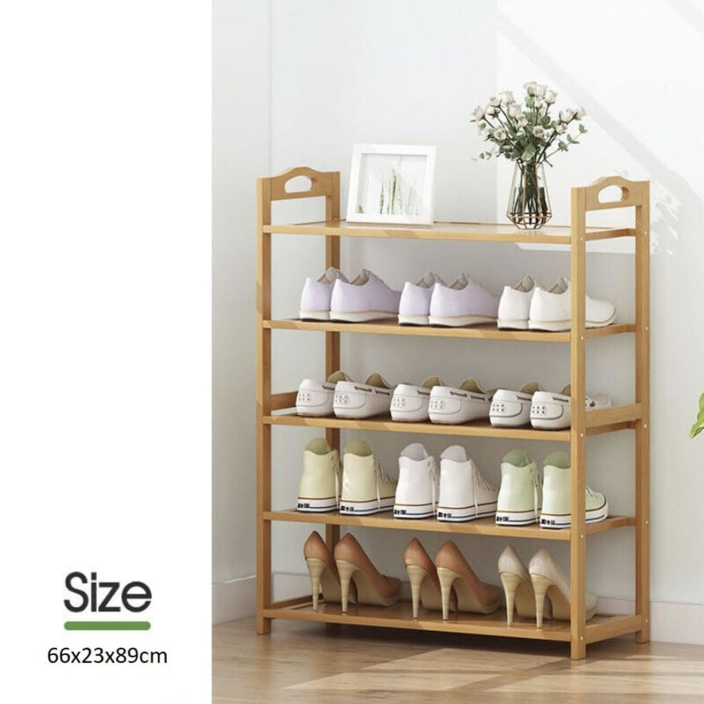 EKKIO 5 Tier Bamboo Shoe Rack Storage Organizer Stand Shelves EKKIO
