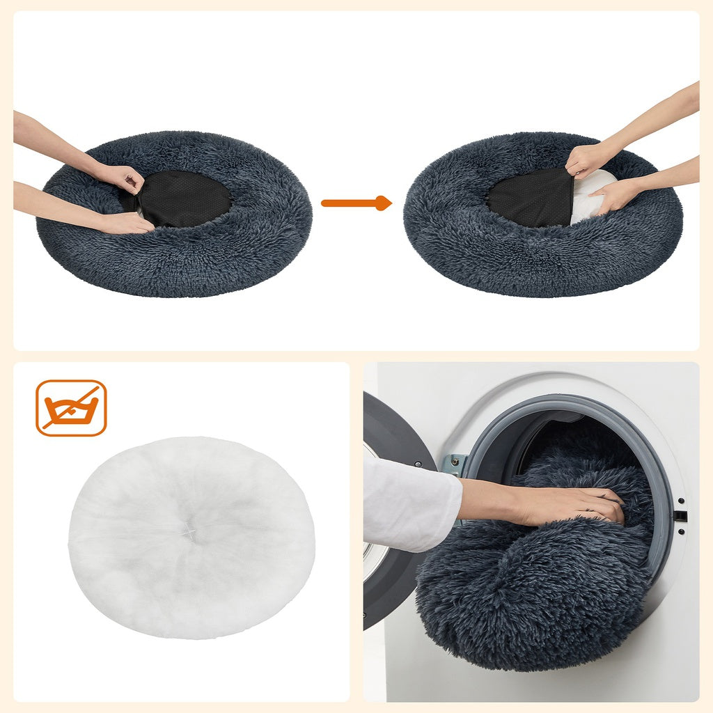 FEANDREA 60cm Dog Bed with Removable Washable Cusion Dark Gray Feandrea
