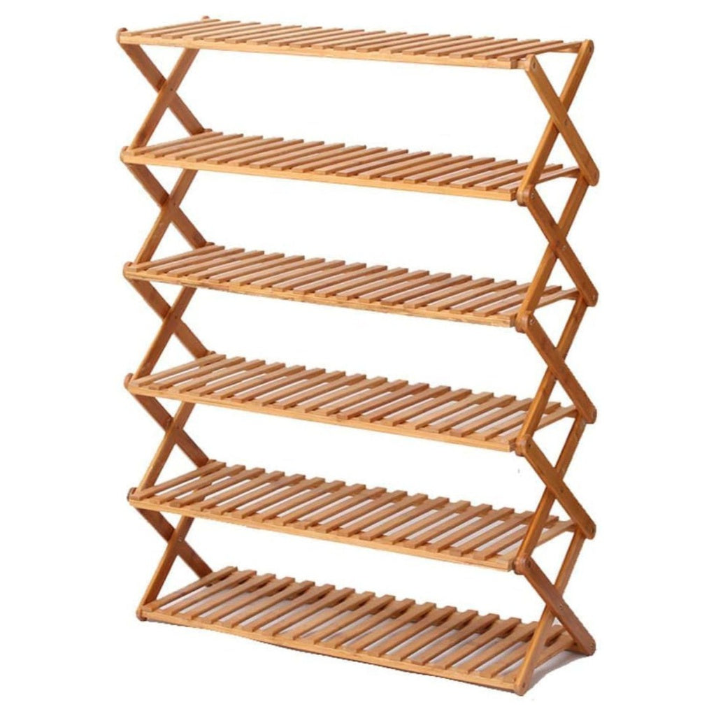 EKKIO 6 Tier Foldable Bamboo Shoe Rack EKKIO