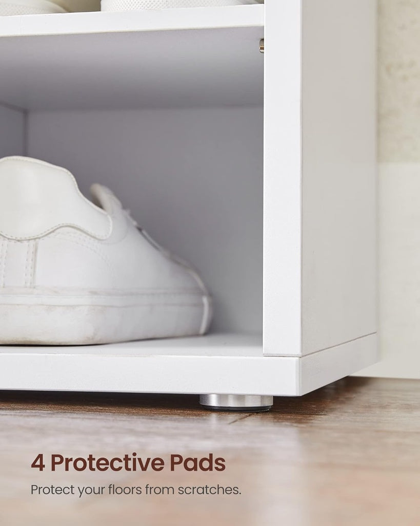 VASAGLE Storage Shoe Bench 15 Compartments with Cushion White and Grey VASAGLE