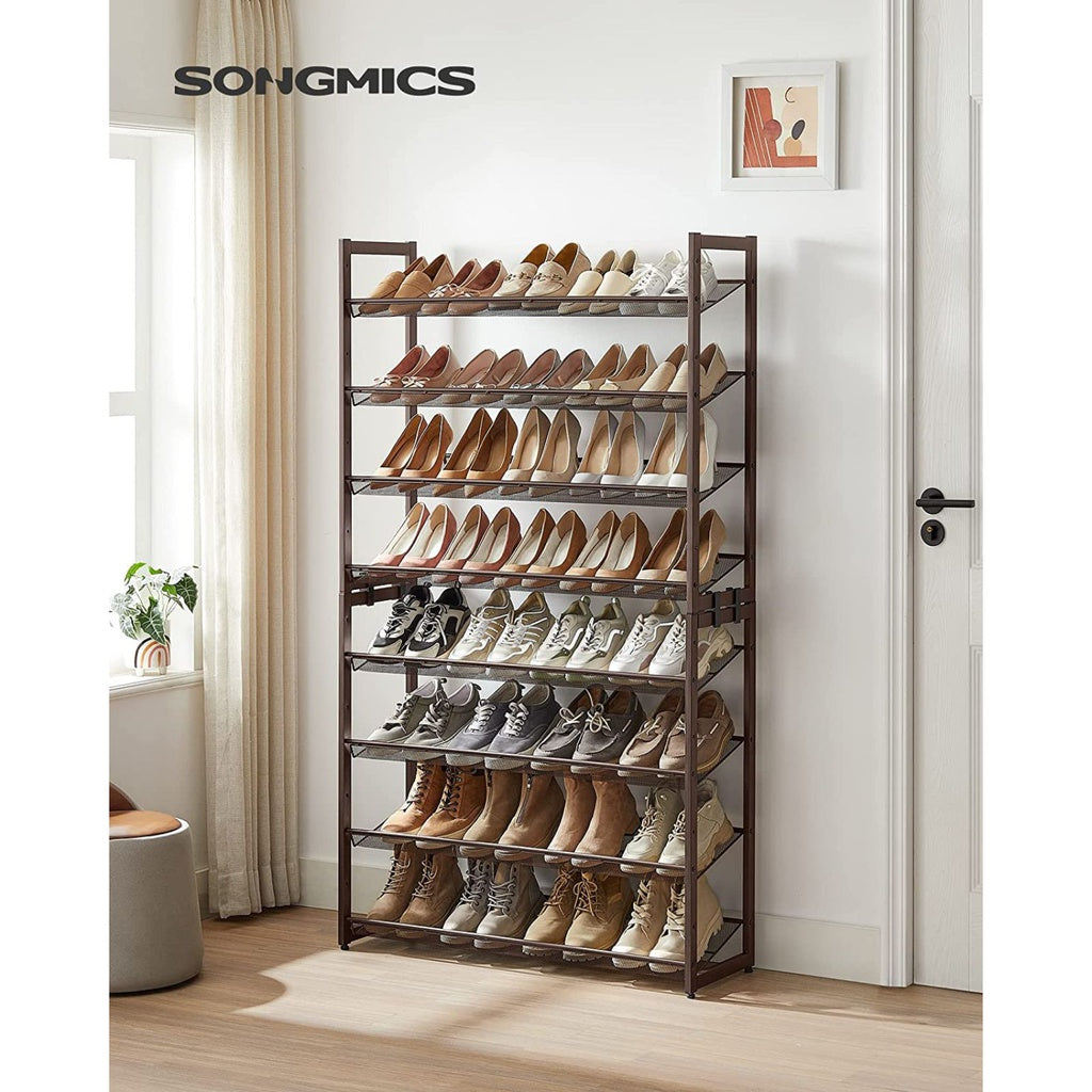 SONGMICS 8-Tier Shoe Rack Storage 32 pairs with Adjustable Shelves Bronze LMR08A SONGMICS