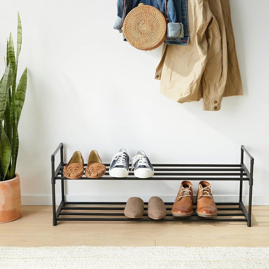 SONGMICS 2 Tier Metal Shoe Rack for 10 Pairs of Shoes Grey SONGMICS