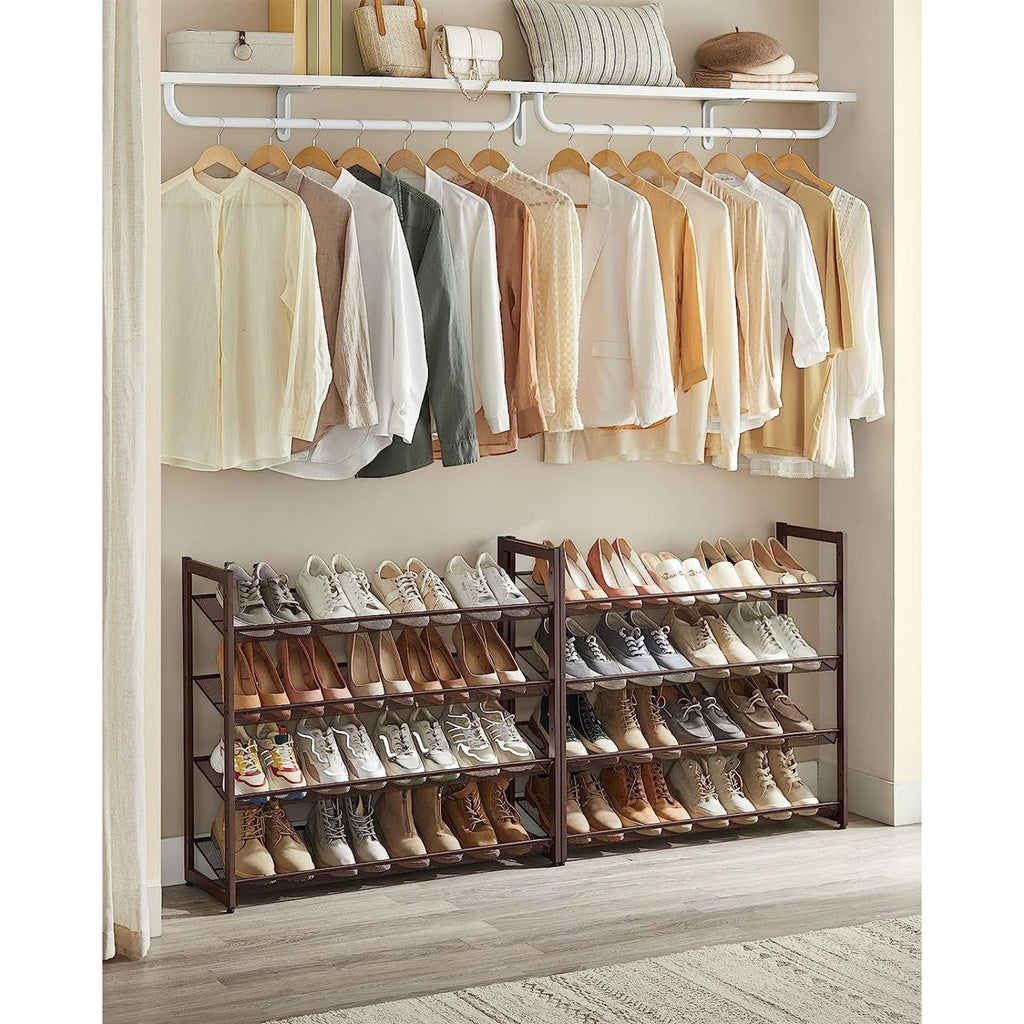 SONGMICS 8-Tier Shoe Rack Storage 32 pairs with Adjustable Shelves Bronze LMR08A SONGMICS