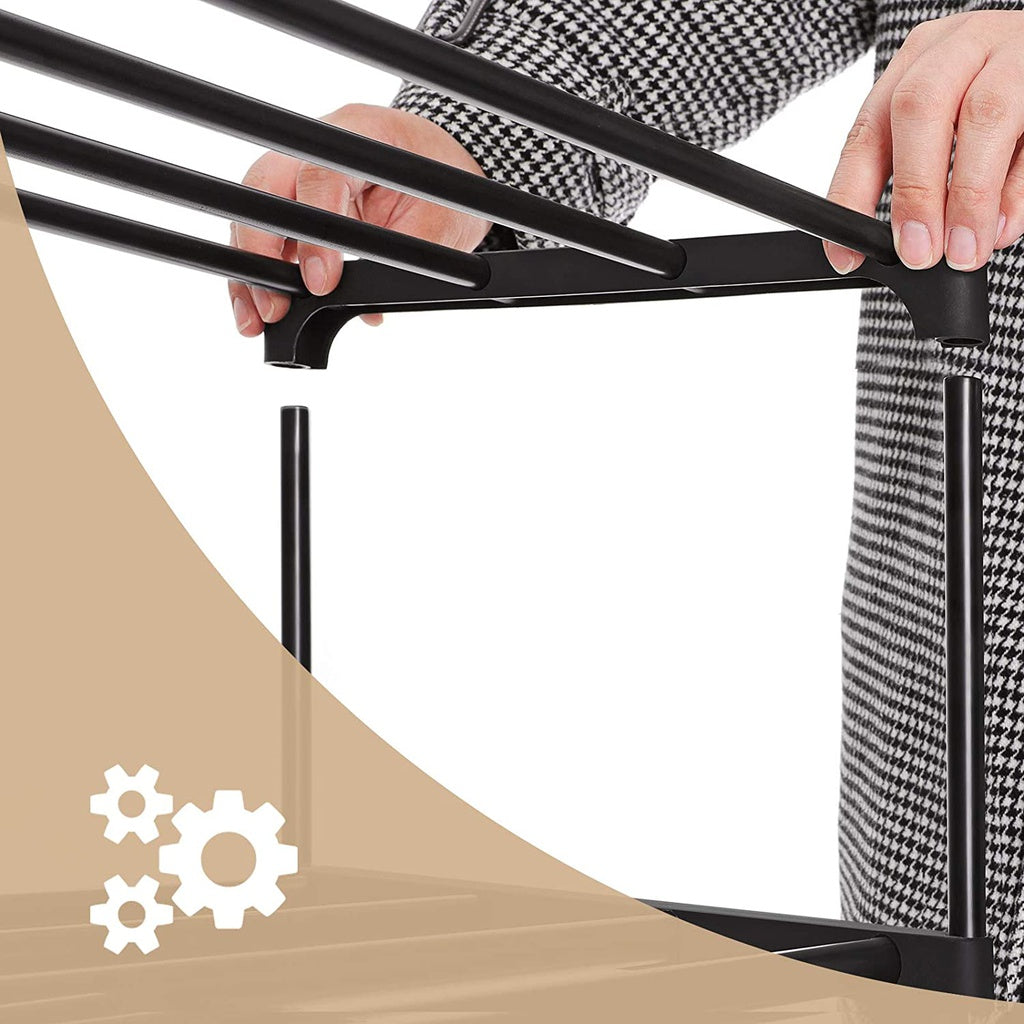 SONGMICS 10-Tier Metal Shoe Rack Customizable Design Black SONGMICS