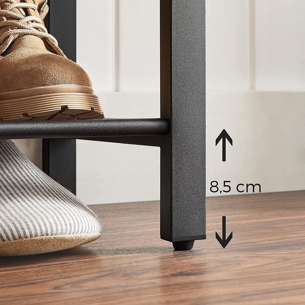 VASAGLE Shoe Storage Bench with 3 Mesh Shelves Rustic Brown VASAGLE