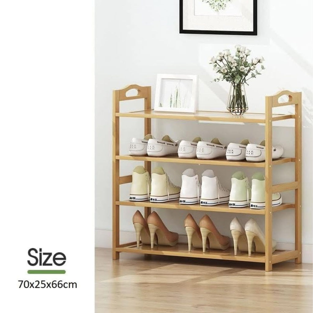 EKKIO 4 Tier Bamboo Shoe Rack Storage Organizer Stand Shelves EKKIO