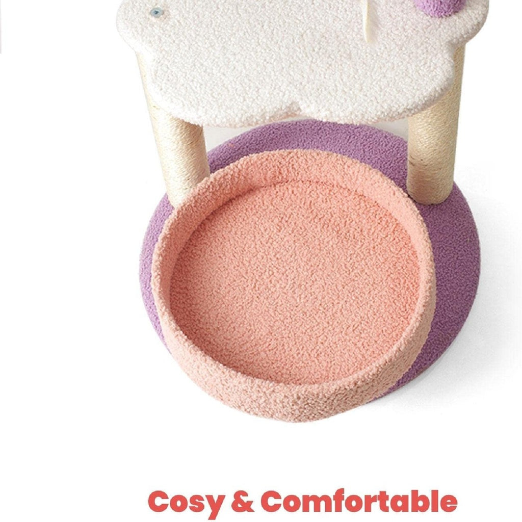 Floofi 61cm Galaxy Plush Scratching Post Cat Tree Pink Purple FLOOFI