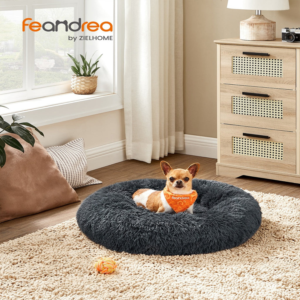 FEANDREA 60cm Dog Bed with Removable Washable Cusion Dark Gray Feandrea