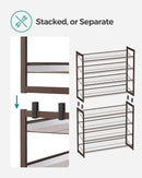 SONGMICS 8-Tier Shoe Rack Storage 32 pairs with Adjustable Shelves Gray SONGMICS