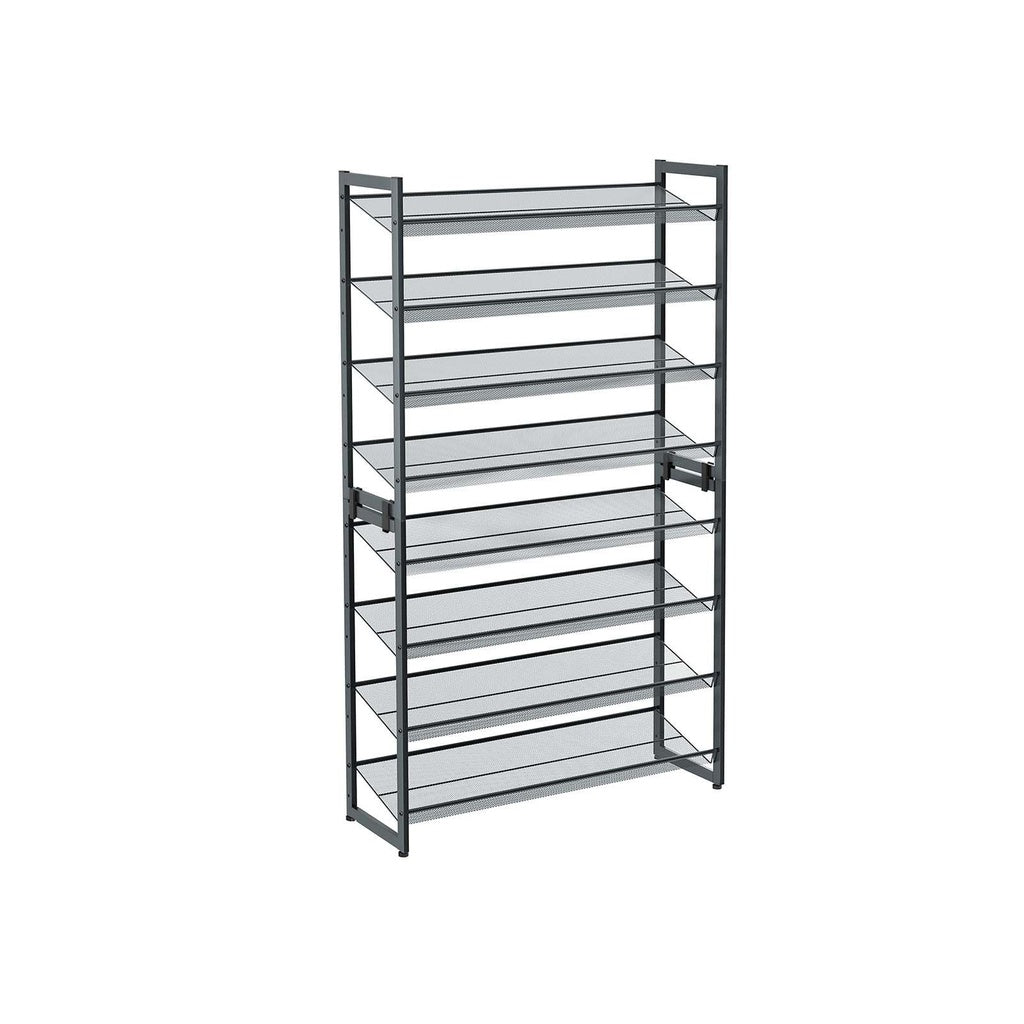 SONGMICS 8-Tier Shoe Rack Storage 32 pairs with Adjustable Shelves Gray SONGMICS