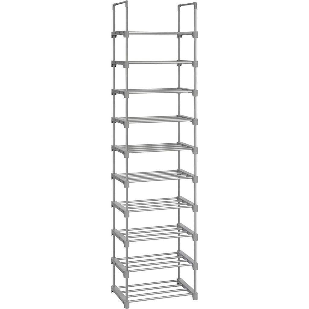 SONGMICS 10-Tier Metal Shoe Rack Customizable Design Grey SONGMICS