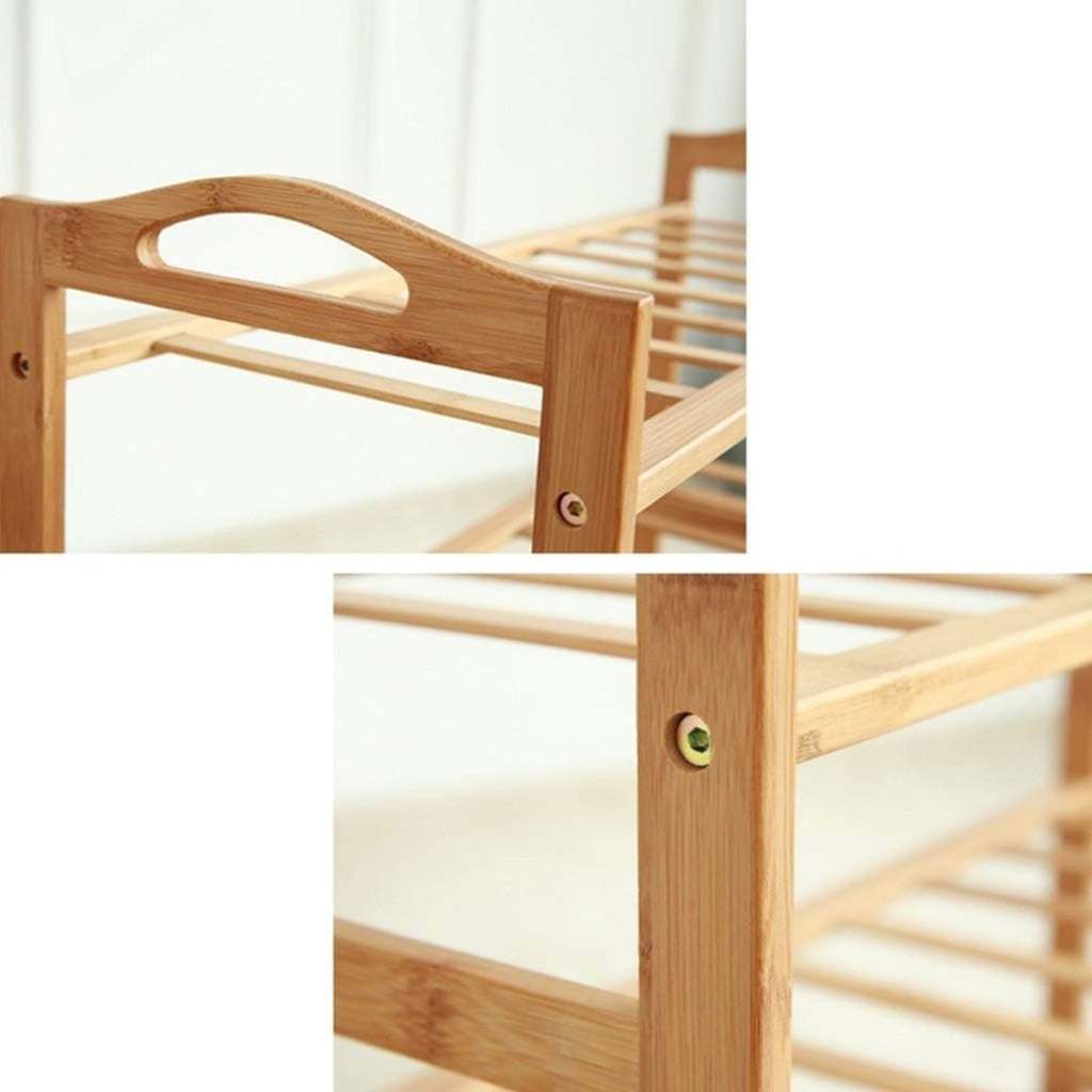 EKKIO 5 Tier Bamboo Shoe Rack Storage Organizer Stand Shelves EKKIO