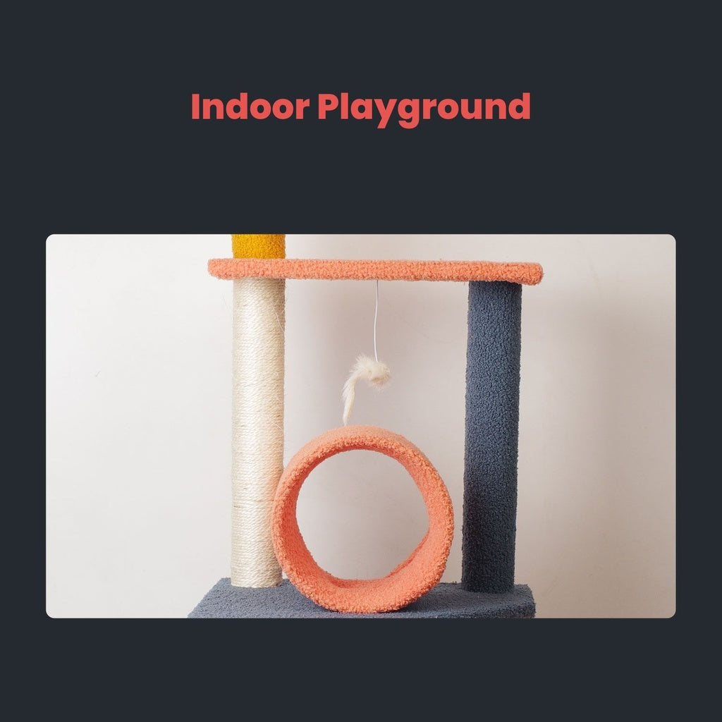 Floofi 110cm Emoji Plush Cat Condo Cat Tree Blue Red FLOOFI