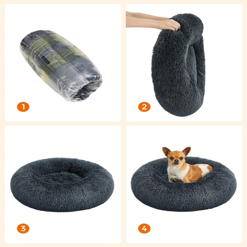 FEANDREA 60cm Dog Bed with Removable Washable Cusion Dark Gray Feandrea