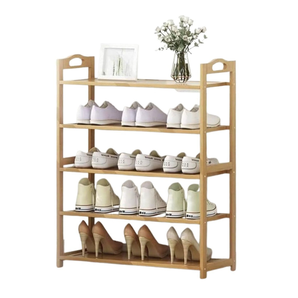 EKKIO 5 Tier Bamboo Shoe Rack Storage Organizer Stand Shelves EKKIO