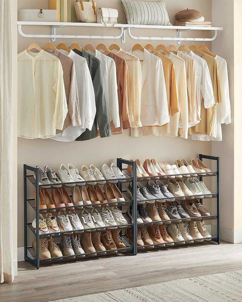 SONGMICS 8-Tier Shoe Rack Storage 32 pairs with Adjustable Shelves Gray SONGMICS