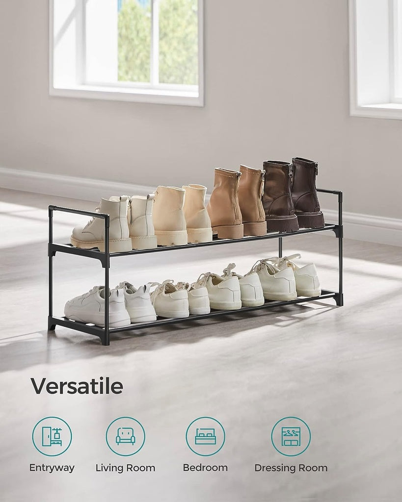 SONGMICS 2 Tier Metal Shoe Rack for 10 Pairs of Shoes Grey SONGMICS