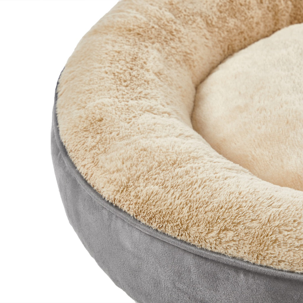FEANDREA 50cm Dog Sofa Bed Round Shape Fabric Light Grey Feandrea
