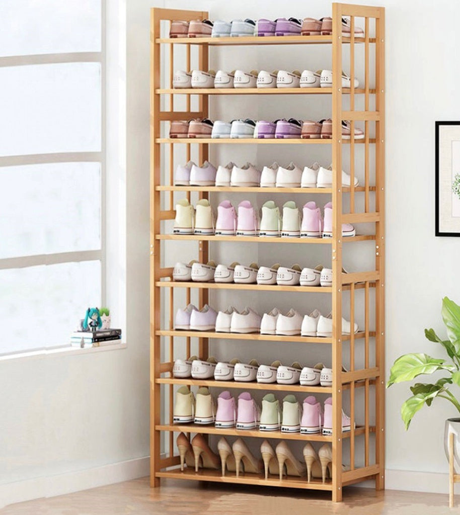 EKKIO 10-Tiers Bamboo Shoe Rack EKKIO