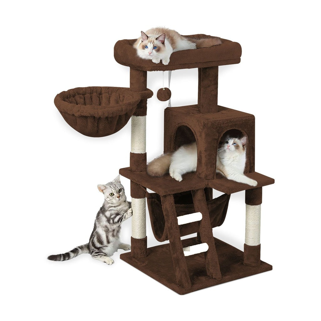 Floofi 104cm Plush Cat Condo Cat Tree Brown FLOOFI