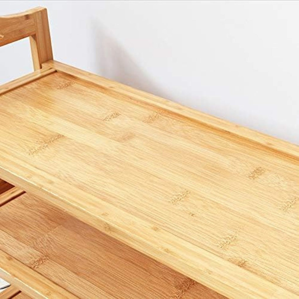 EKKIO 4 Tier Bamboo Shoe Rack Storage Organizer Stand Shelves EKKIO
