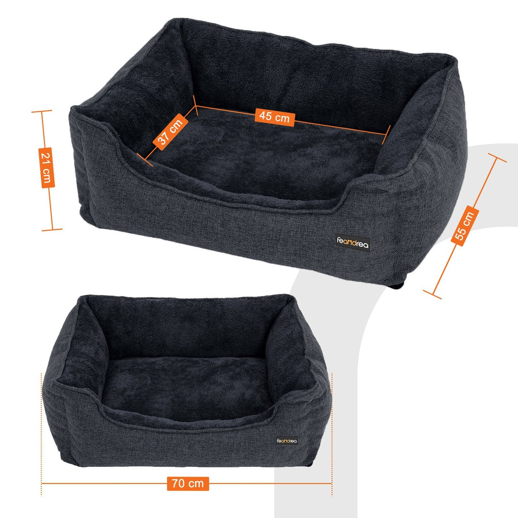FEANDREA 70cm Dog Sofa Bed with Removable Washable Cover Dark Grey Feandrea