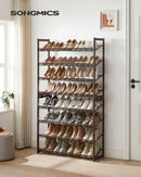 SONGMICS 8-Tier Shoe Rack Storage 32 pairs with Adjustable Shelves Gray SONGMICS