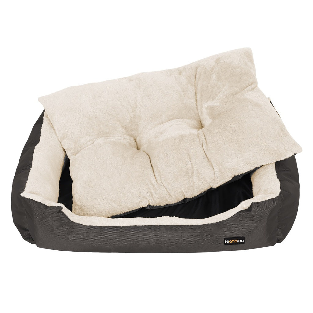 FEANDREA 70cm Dog Bed Reversible Cushion Dark Grey Feandrea