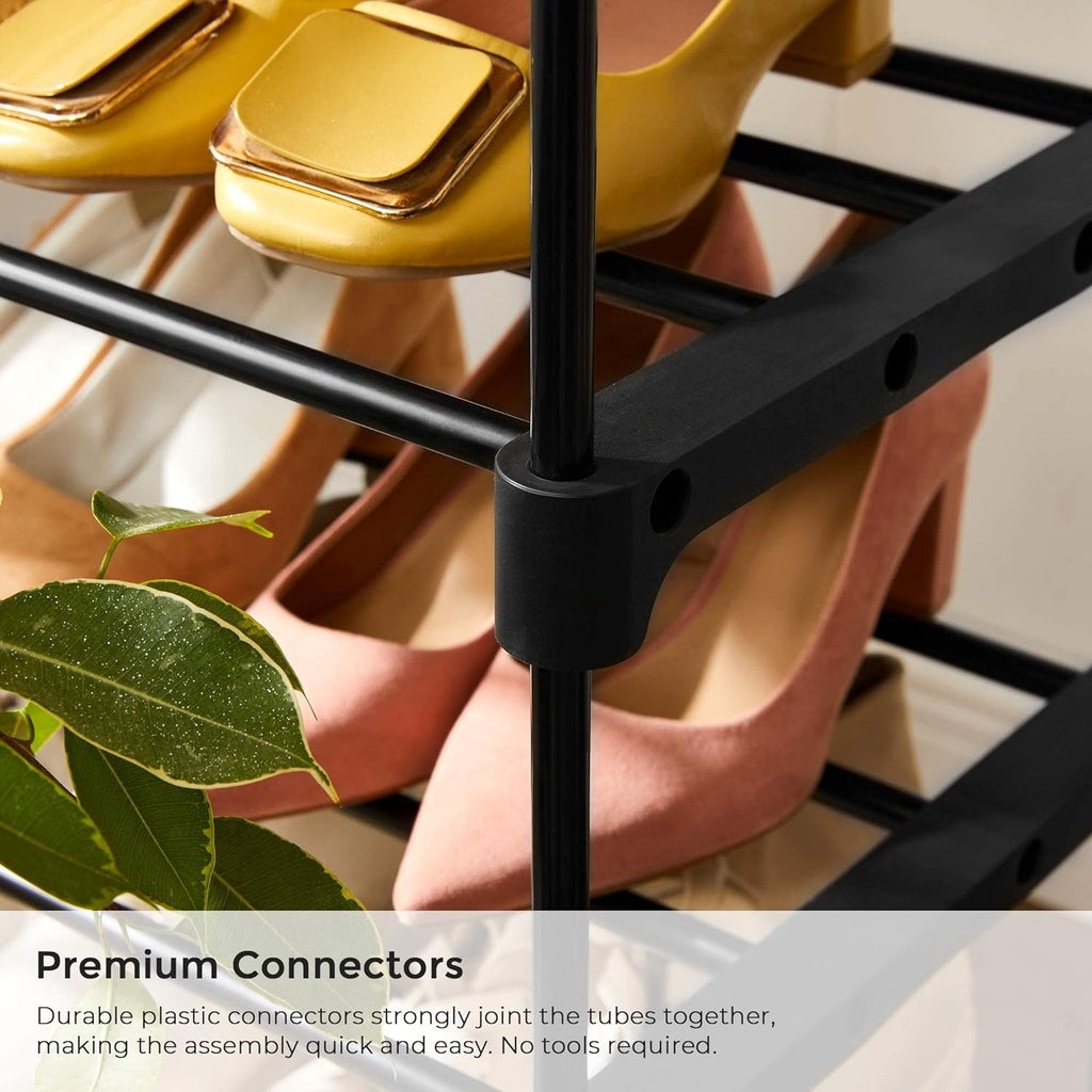 SONGMICS 5 Tier Metal Shoe Rack for 10 Pairs of Shoes Black SONGMICS