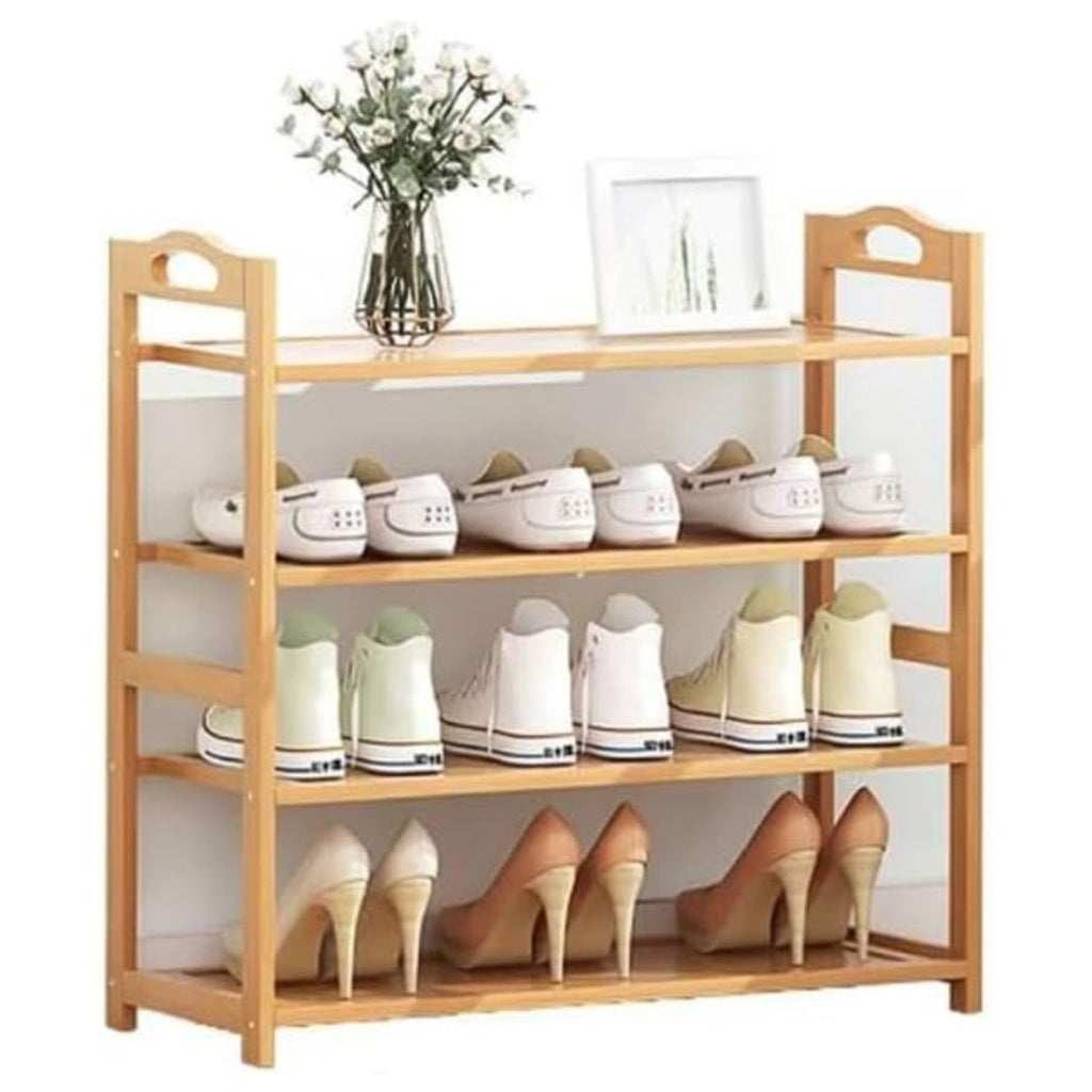 EKKIO 4 Tier Bamboo Shoe Rack Storage Organizer Stand Shelves EKKIO