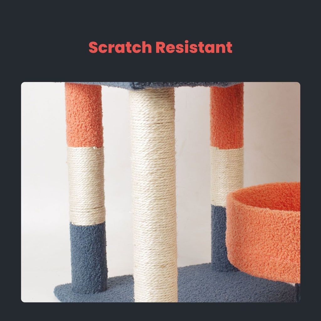 Floofi 110cm Emoji Plush Cat Condo Cat Tree Blue Red FLOOFI