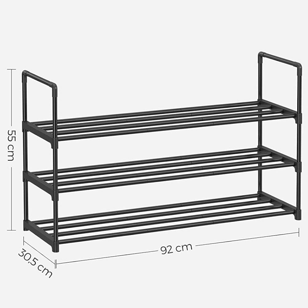 SONGMICS 3-Shelf Metal Shoe Rack Entryway Black LSA303B02 SONGMICS