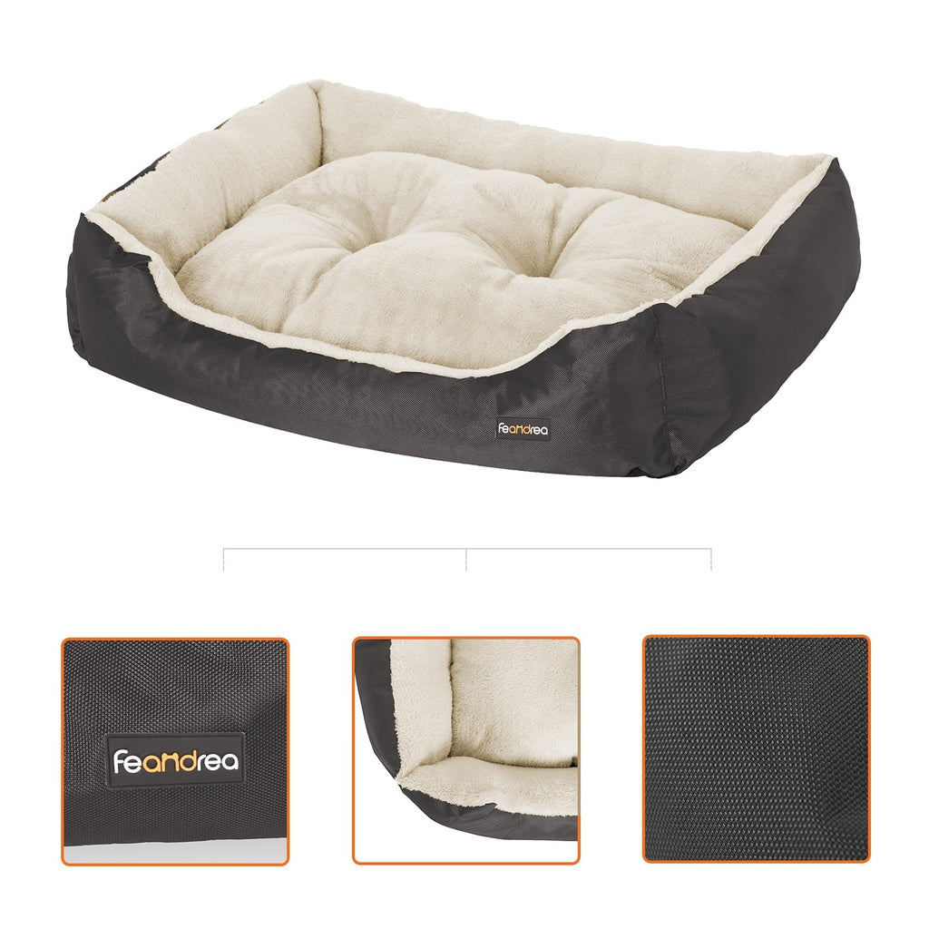 FEANDREA 70cm Dog Bed Reversible Cushion Dark Grey Feandrea